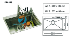 Chậu rửa bát 1 hố DF6848